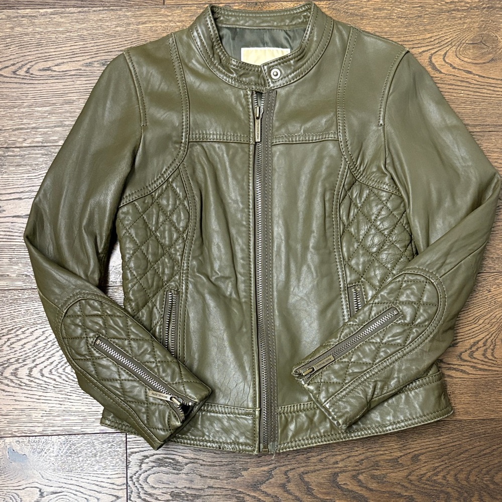 Michael Kors Olive Leather Jacket